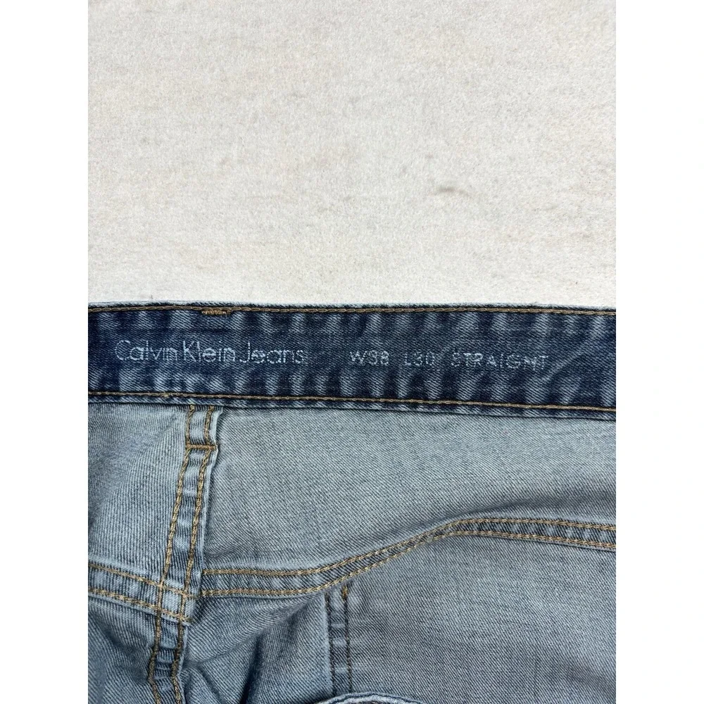 Calvin Klein Jeans Men's 38x28 5 Pockets Stretch Denim Straight Dark Blue Jeans